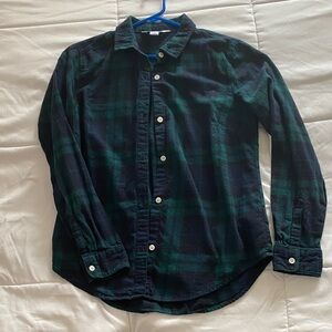 Old Navy classic fit Green & Navy Plaid Button-Up Shirt